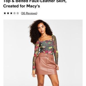 New Bar III leather skirt size 10 color clove spice.